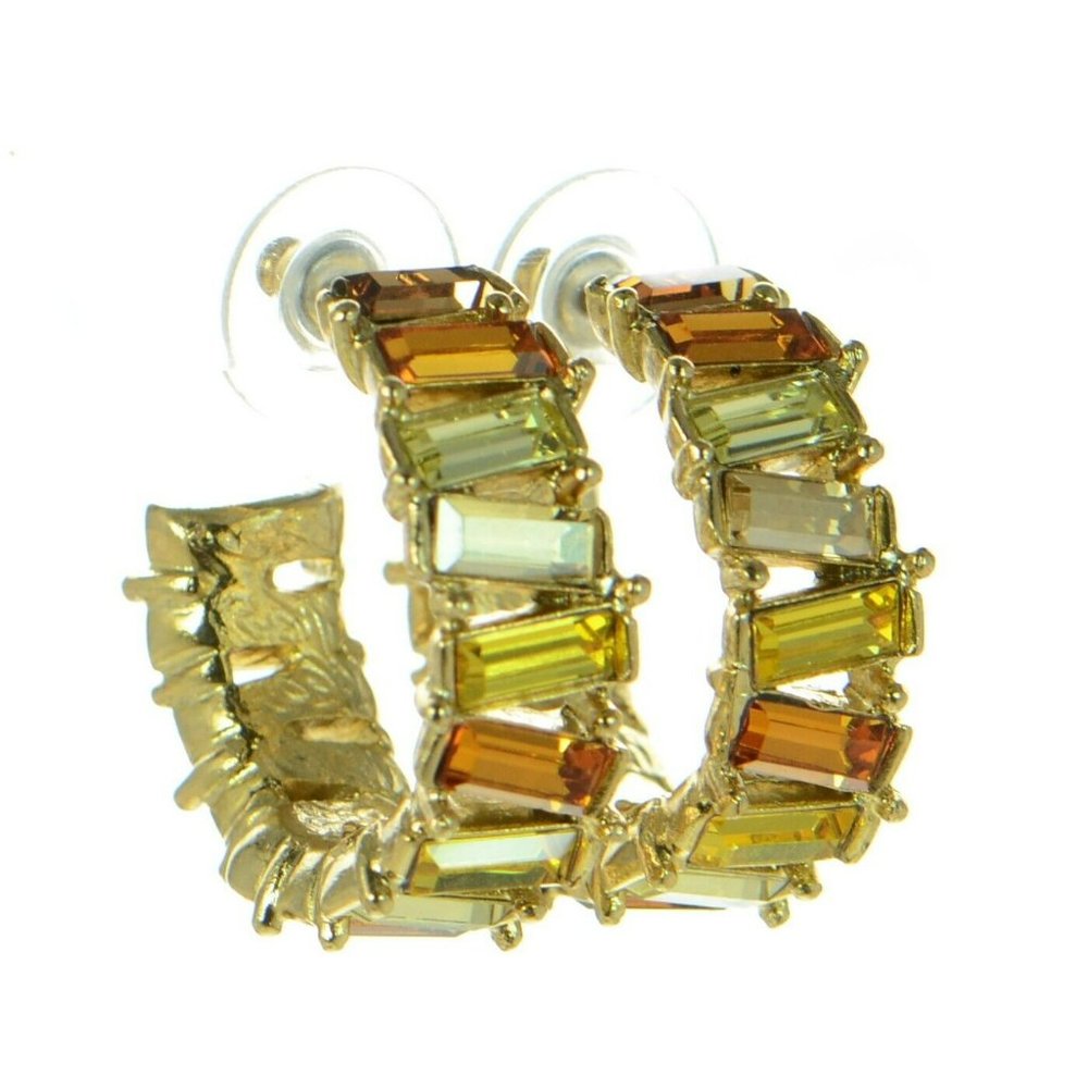 OSCAR DE LA RENTA Baguette Crystal Hoop Earrings